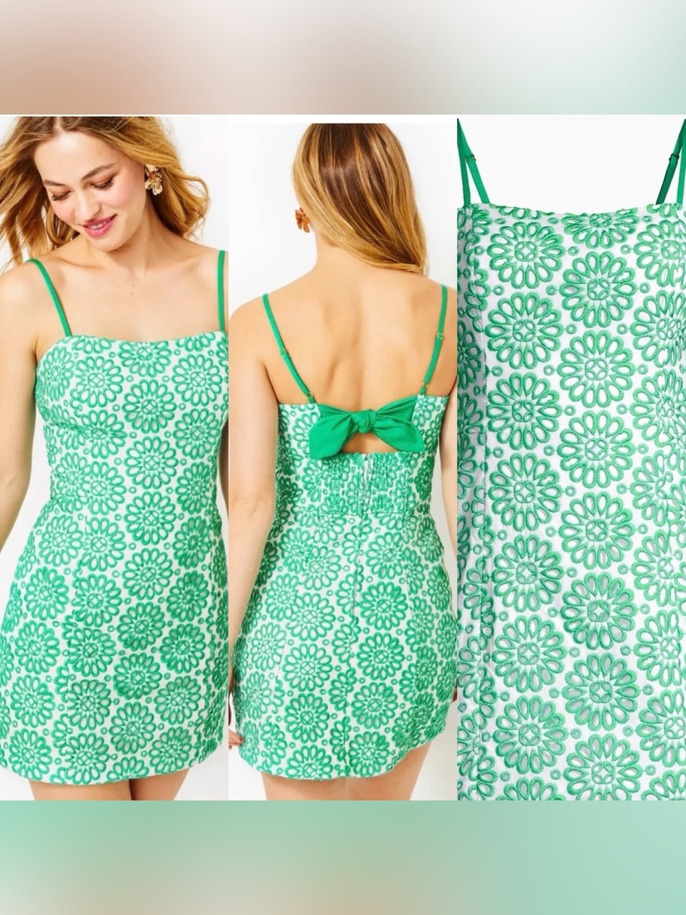 LILLY PULITZER Dress Romper with Bow Back 16 NWT  Shelli Stretch Botanical Green
